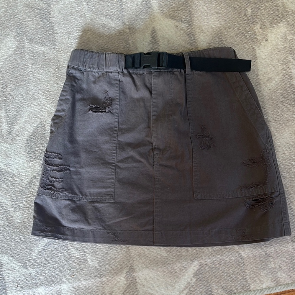 Carmar LF Charcoal Mini Skirt with Black Belt Size 8